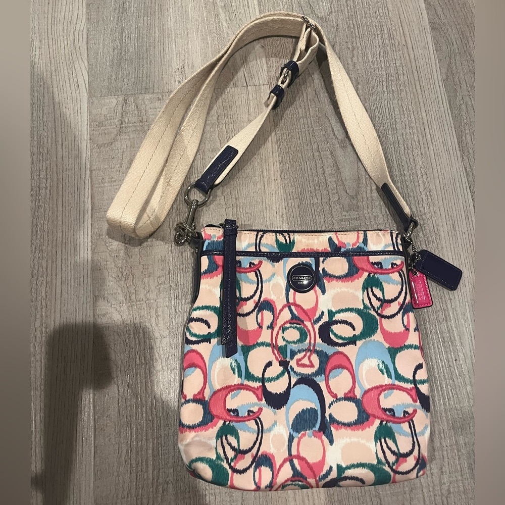 Vintage Coach Ikat Scribble Signature Crossbody Shoulder Strap Bag Purse - Picture 2 of 10